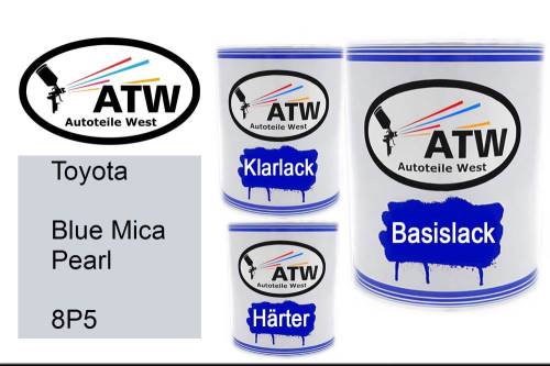 Toyota, Blue Mica Pearl, 8P5: 1L Lackdose + 1L Klarlack + 500ml Härter - Set, von ATW Autoteile West.